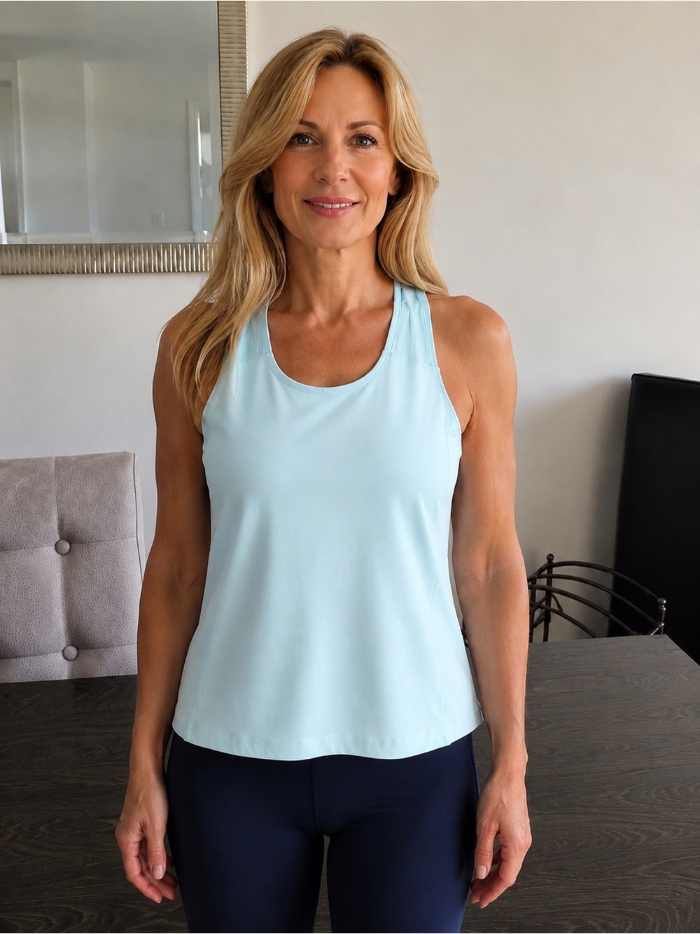 lululemon athletica Pale Blue Performance Scoop Tank